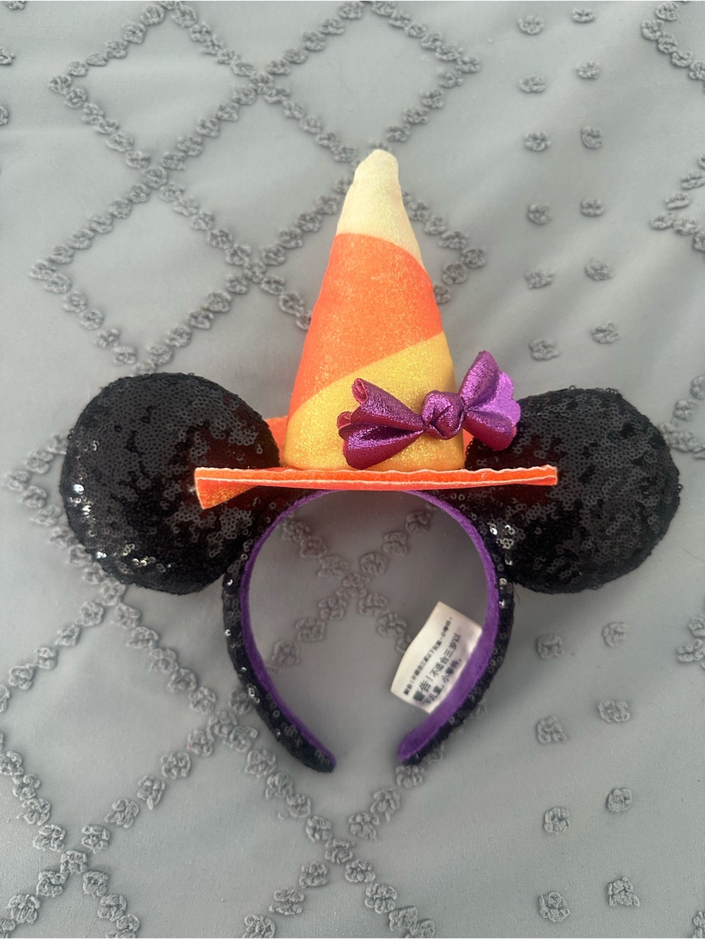 Kids Halloween Candy Corn Witch Ear Headband - Black & Orange